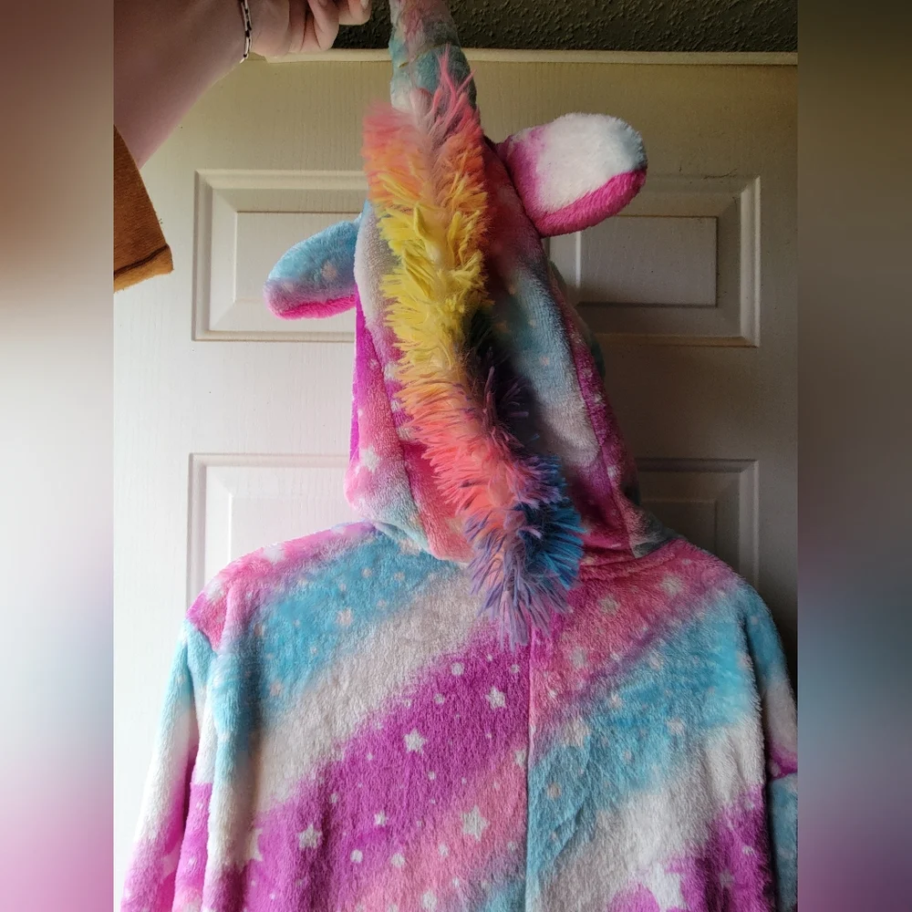 Rainbow Unicorn Onesie Pajamas Size Medium - Picture 7 of 9